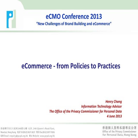 eCMO Conference 2013 - eCommerce - from Policies to Practices