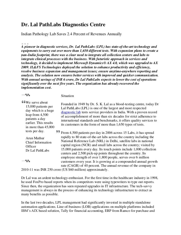 Dr. lal path labs diagnostics centre