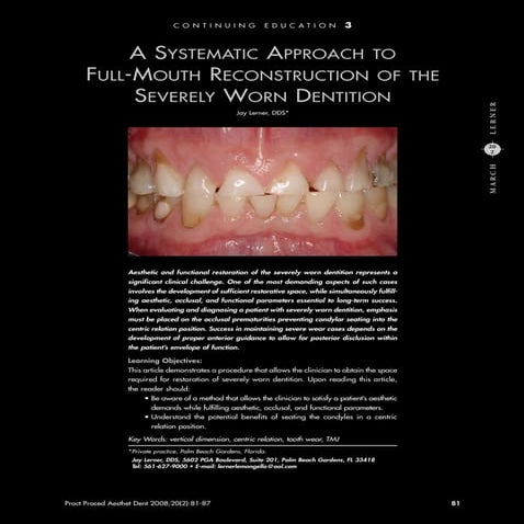 classifications of Full mouth rehabilitation | PPTX