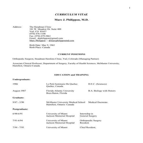 Dr Marc Philippon CV | DOC