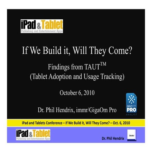 Tablets Market - Research presented at CTIA iPad and Tablets Conf. - Dr. Phil...