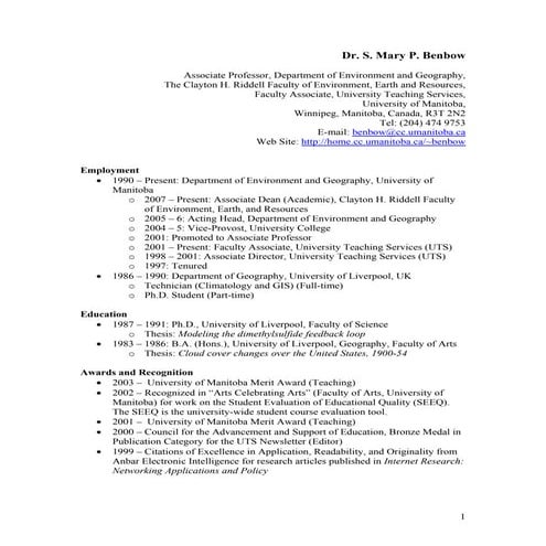 Dr. s. mary p. benbow   cv