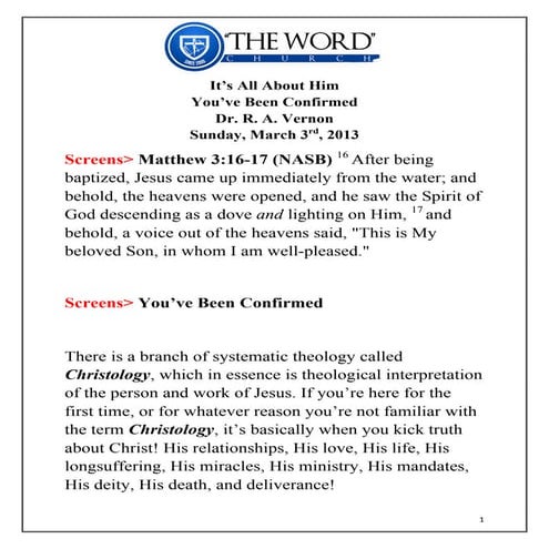 Dr. vernon's you've been confirmed sunday, march 3 rd_sermon notes