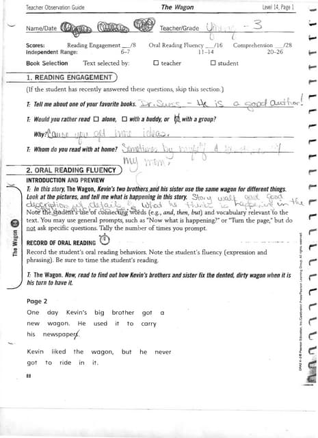 Developmental Reading Assessment Chart