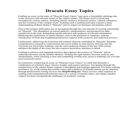 Dracula Essay Topics