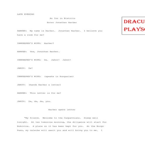 Dracula playscript word