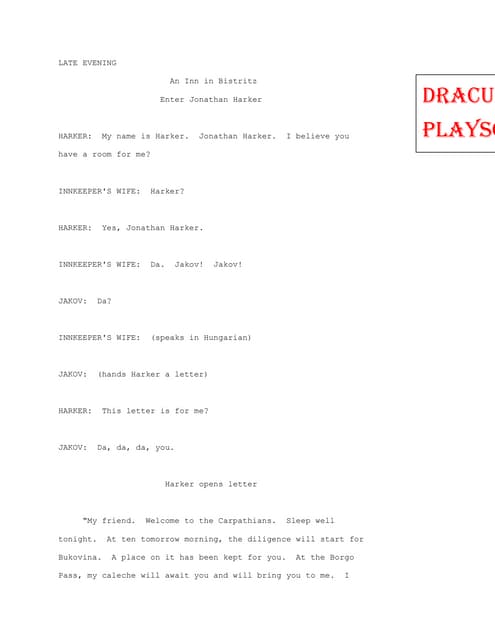 Dracula playscript word