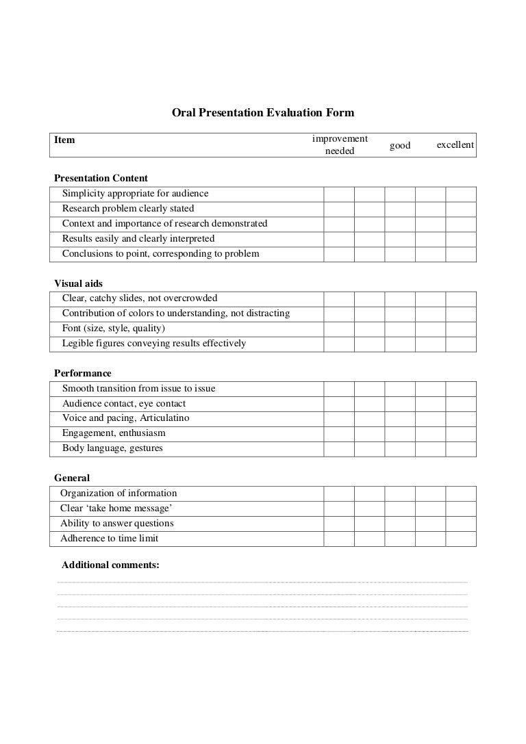 presentation evaluations templates