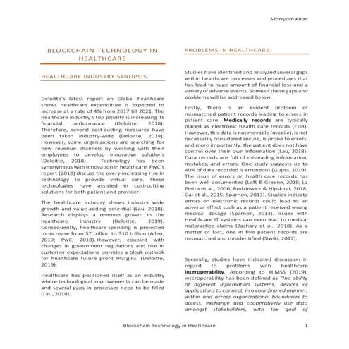 Blockchain technology in healthcare