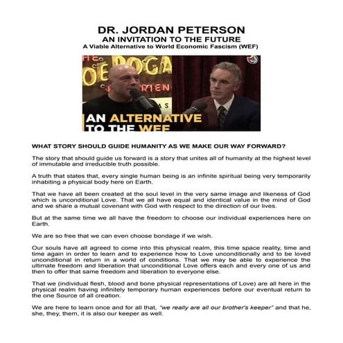 DRAFT 1 RE- DR. JORDAN PETERSON AN INVITATION TO THE FUTURE Completed Questio...