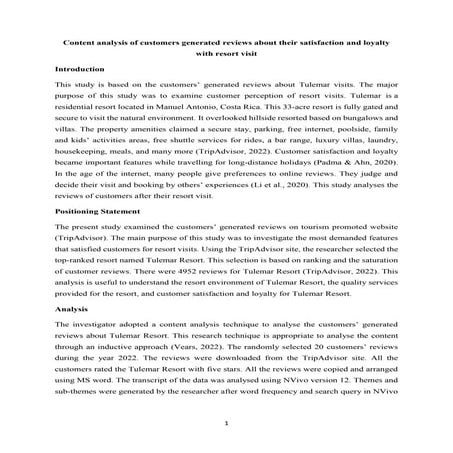 Content analysis of customers generated reviews about their satisfaction and ...
