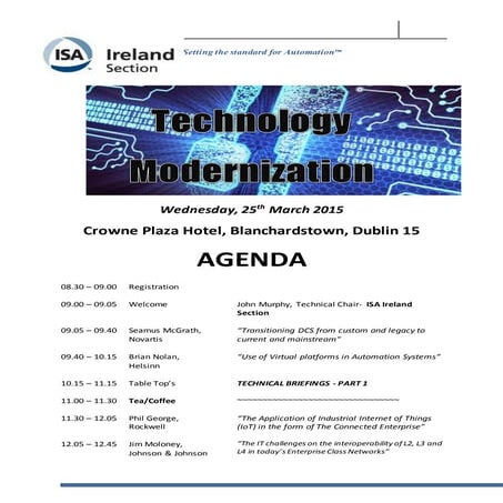 ISA Ireland Technology Modernization Conference Agenda 25 Mar 15