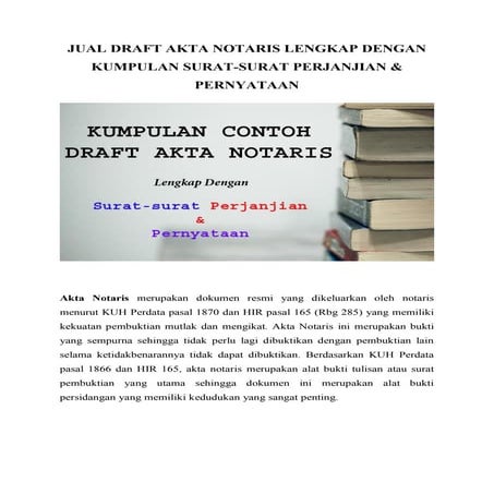contoh akta notaris + surat surat perjanjian dan pernyataan