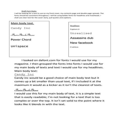 Draft font stlyes