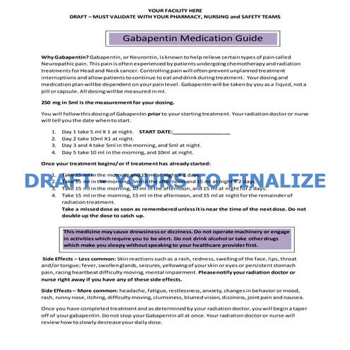 Draft Gabapentin protocol for head and neck cancer radiation
