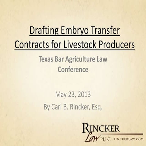 Drafting Embryo Transfer Contracts for Livestock Producers