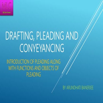 Drafting, pleading and conyeyancing