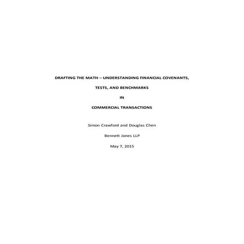 Drafting the math – understanding financial covenants, tests, and ...
