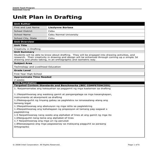 Drafting unit plan