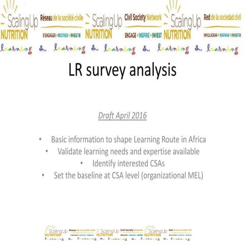 Learning Route: learning needs/expertise survey - draft analysis