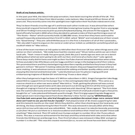 Draft of my feature article for magazine