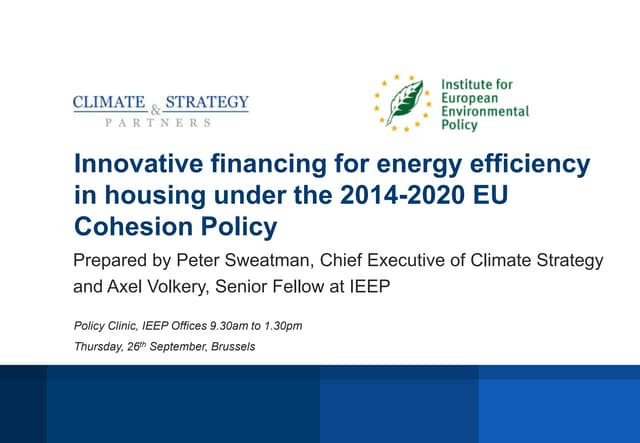 Financial instruments for energy efficiency in housing