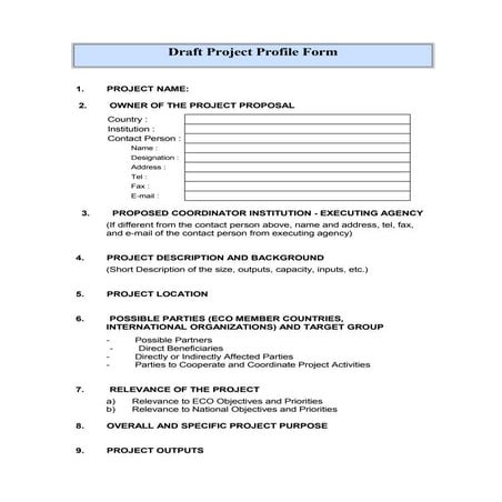 Draft project profile form web | DOC
