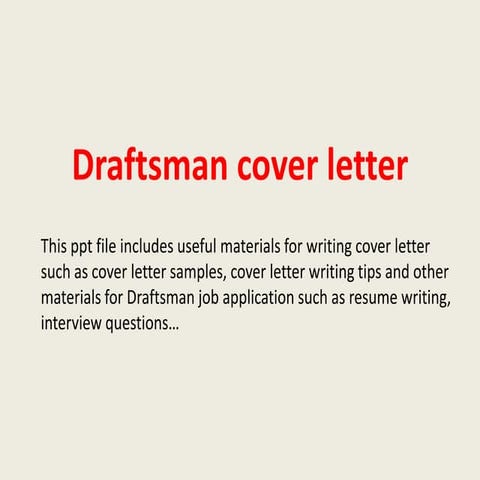 Draftsman cover letter