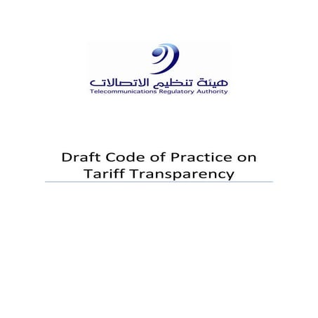 Draft tariff transparency code of practice