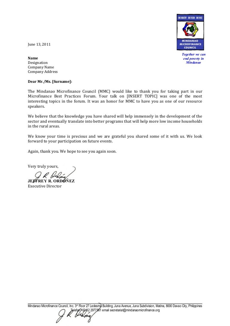 draft thank you letter for speakers how to end a thank you letter