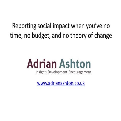 reporting impact on a shoestring webinar - july 17