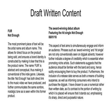 Draft written content ancillary