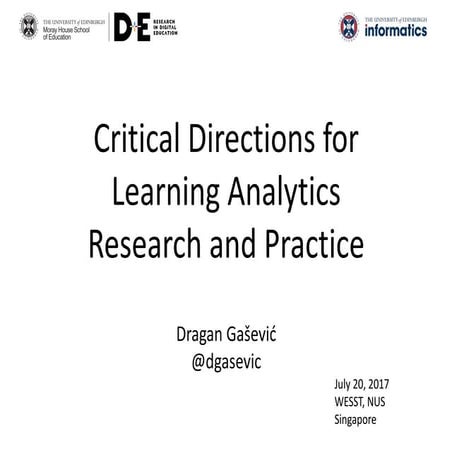 Dragan Gašević - WESST keynote - Critical Directions for Learning Analytics...