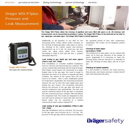 Drager MSI P7 Plus Pressure, Leak & Volume Measurement Device - Spec Sheet