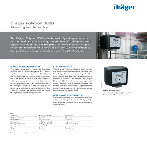 Drager Polytron 3000 Fixed Gas Detector - Spec Sheet