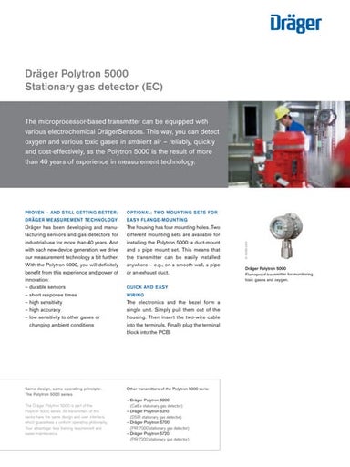 Drager Polytron 5000 Fixed Gas Detector - Spec Sheet