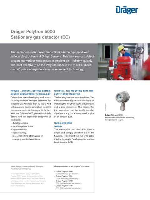Drager Polytron 5000 Fixed Gas Detector - Spec Sheet