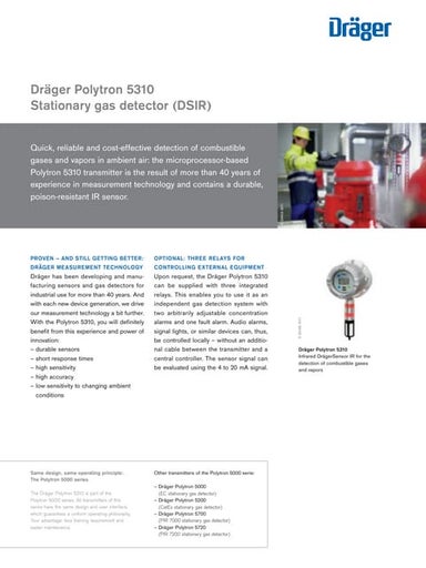Drager Polytron 5310 Fixed Gas Detector - Spec Sheet