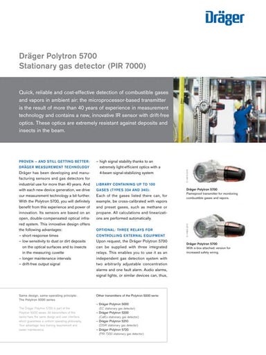 Drager Polytron 5700 Fixed Gas Detector - Spec Sheet