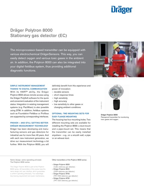 Drager Polytron 8000 Fixed Gas Detector - Spec Sheet