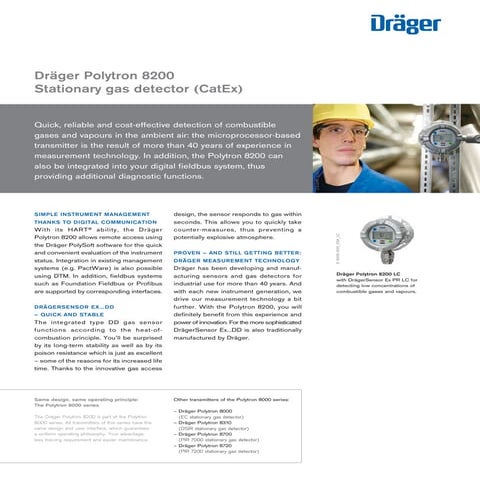 Drager Polytron 8200 Fixed Gas Detector - Spec Sheet