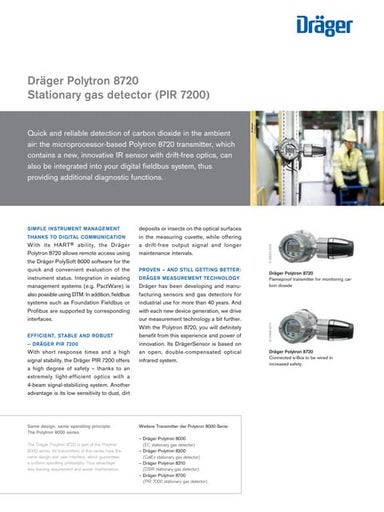 Drager Polytron 8720 Fixed Gas Detector - Spec Sheet