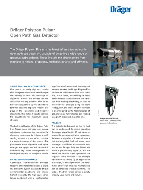 Drager Polytron Pulsar Fixed Gas Detectors - Spec Sheet