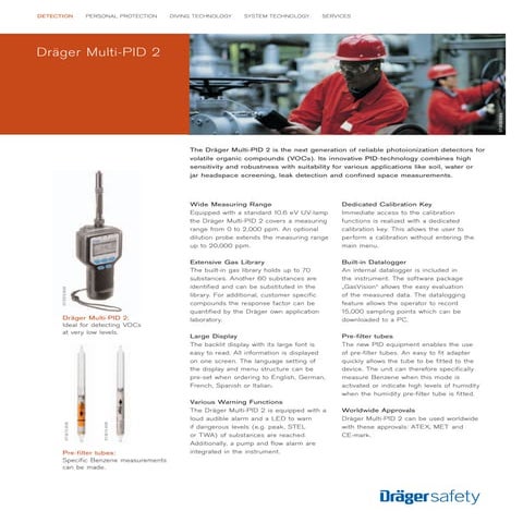 Dräger Multi-PID 2  Portable Gas Detector - Spec Sheet