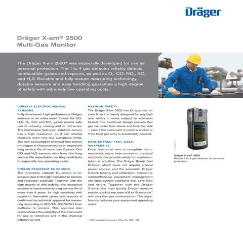 Dräger X-am 2500 Portable Gas Detector - Spec Sheet