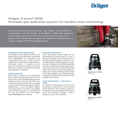 Drager X-Zone 5000 Portable Gas Detector System - Spec Sheet