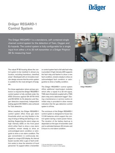 Drager REGARD-1 Fixed Gas Detector Control System - Spec Sheet