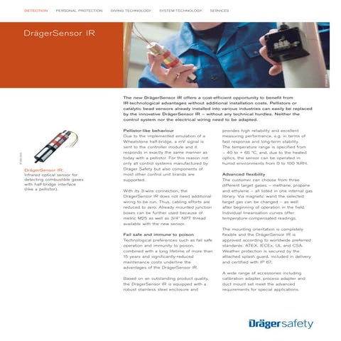 Drager Sensor IR for Fixed Gas Detectors - Spec Sheet
