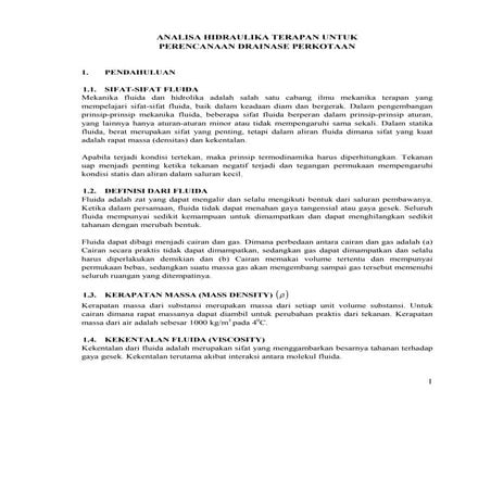 Analisa hidraulika terapan untuk perencanaan drainase