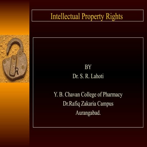 Intellectual Property Rights of Pharmaceuticals | PPTX